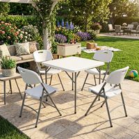 Table pliante carrée en plastique de 34 pouces, robuste, portable, blanche, en HDPE, pour pique-niques, fêtes et événements en plein air