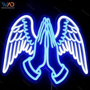 Lampe néon LED mains en prière spirituelle, enseigne murale 3D en acrylique, décoration religieuse pour salon, autel, cadeau de méditation - Product Image 4