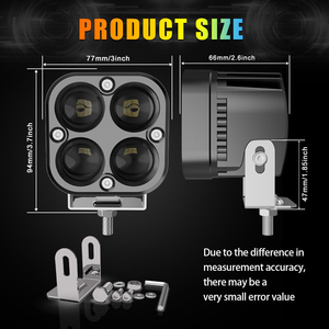 Proyector de luz Led antiniebla para trabajo, barra de luz Led cuadrada superbrillante de 3 pulgadas y 40w, doble Color, blanco y ámbar, para coche y <span class=keywords><strong>Moto</strong></span> - Product Image 4