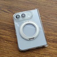 Coque de téléphone magnétique en métal transparente de 2,5 mm avec support rotatif et protection de charnière pour iPhone Duo