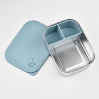 2025 Boîte à lunch Bento portable en acier inoxydable avec logo personnalisé avec diviseur amovible en silicone pour enfants étanches Nouvelles idées de produits