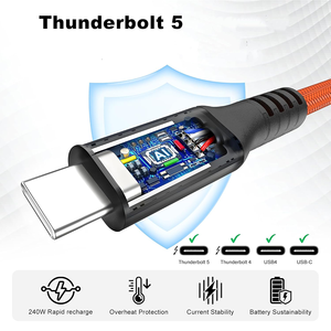 Cavo Thunderbolt <span class=keywords><strong>5</strong></span> ad Alta Velocità 80Gbps, Cavo USB C a USB C 240W(5A) per Ricarica, Cavo Intrecciato Tipo C per Computer e MacBook - Product Image 6