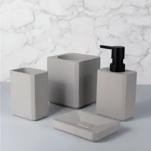 आधुनिक डिजाइन संगमरमर पॉलीरेसिन बाथरूम सामान सेट बाथरूम के सामान सेट