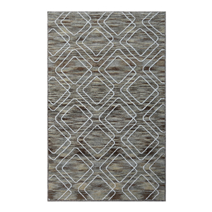 Tapis géométrique moderne rectangulaire en polyester à poils ras, résistant aux taches, avec envers en caoutchouc, pour salon - Product Image 1