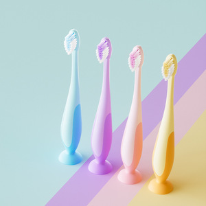 แปรงสีฟันแบบถ้วยดูดขนาดเล็ก ขนแปรงนุ่มสำหรับเด็ก แบบตั้งได้ สีสันสดใส สำหรับเด็ก แปรงสีฟันแบบใช้มือ - Product Image 1