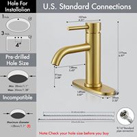 Keran Kamar Mandi Stainless Steel 304 Satu Lubang Sensor Sentuh, Terpasang di Dek, Warna Emas Disikat, Hitam Krom, Mixer Air Panas Dingin untuk Wastafel