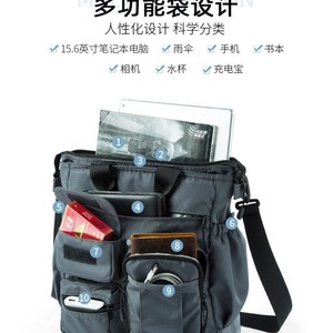 Men's Crossbody Bag Gray Black 12 Inch <b>Laptop</b> Capacity Casual Travel Shoulder Bag Everyday Use - Product Image 5