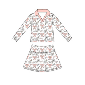 Ropa Deportiva Informal Personalizada, Lazos Coquetos, Camisa de Manga Larga para Niñas, Falda, Pantalones Cortos, Conjuntos de Boutique para Hermanas - Product Image 4