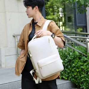 Super Factory <b>Backpack</b> <b>Large</b> Capacity Computer Travel Bag Unisex Business Casual School Use Gray Solid Color - Product Image 2