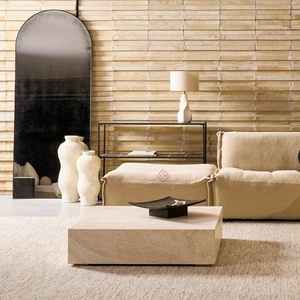 Cao cấp Bắc Âu màu be travertine Đá Cẩm Thạch Bàn cà phê bàn trà ngắn biệt thự sang trọng phòng khách thiết kế đá plinth bảng - Product Image 2