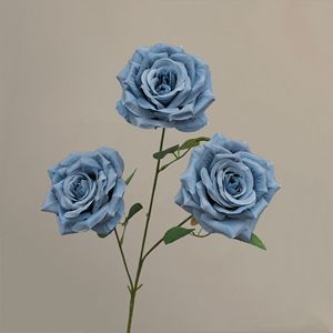 Flores Artificiales de Alta Calidad con 3 Cabezas de Rosa Blanca Diamante para Decoración de Bodas - Product Image 4