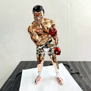 Grande statue de boxeur Ali en chrome sur mesure grandeur nature, sculpture d'athlètes en électroplaqué, art pop, ornements de sportifs célèbres - Product Image 1