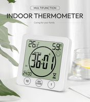 Termometer Digital multifungsi, pengukur suhu dan jam Alarm dengan tampilan LCD besar untuk rumah dan kantor