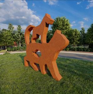 Sculpture d'extérieur artistique en métal de style Art Déco, écologique et personnalisée, avec design figuratif de visage en acier Corten, fabriquée en Chine - Product Image 2