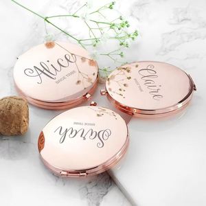 Personalized Mirror Cosmetic Round Rose Gold Pocket Make up Mirror for Bridesmaid Wedding Guest <b>Gifts</b> - Product Image 4