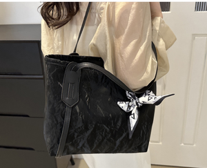 Nuevo Bolso Tote para Mujer, Gran Capacidad, Color Sólido, Cuero PU, Cierre de Cremallera, Forro de Poliéster, para el Trabajo, con Pañuelo - Product Image 5