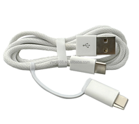 Kabel pengisi daya USB 2 in 1 Cepat asli kualitas tinggi untuk tipe-c untuk iphone 1m 3 kaki kabel pengisi daya putih