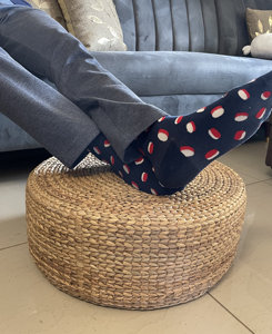 Natural Handwoven Water Hyacinth Footrest <b>Round</b> Floor Seat <b>Cushion</b> Eco Friendly Straw Ottoman for Living Room and Meditation - Product Image 1