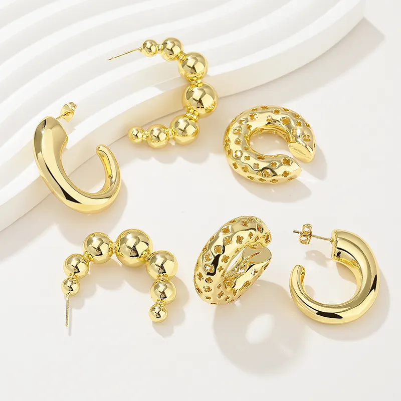 Hengdian anting-anting lapis emas kuningan zirkon warna kristal mewah modis anting-anting Hoop drop 18k perhiasan untuk wanita