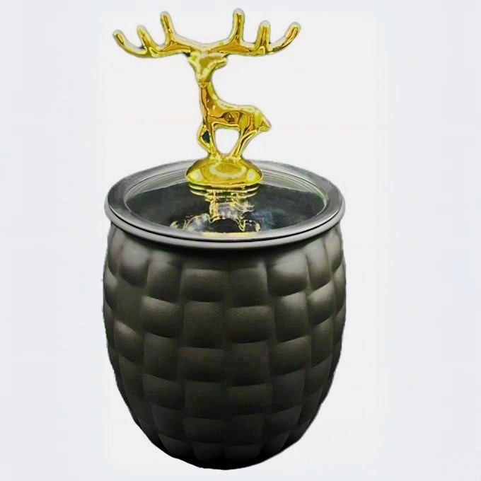 Black Bamboo and Rattan Pattern Golden Deer Cover