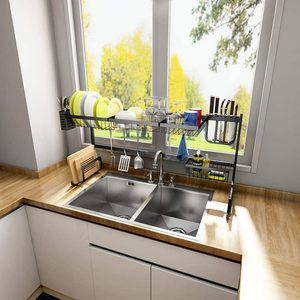 Giá để bát đĩa nhà bếp, giá phơi bát đĩa có thể mở rộng, giá để đồ nhà bếp đa năng, tiết kiệm không gian, dụng cụ sắp xếp nhà cửa - Product Image 2