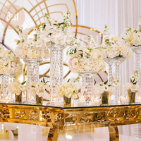 Table de Repas de Luxe pour Événement, Moderne en Demi-Lune Forme en S, Serpentine Ronde en Acier Inoxydable avec Plateau Blanc, 1 Pièce