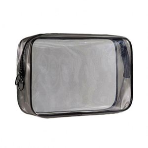 Bolsa de Aseo Transparente Impermeable de PVC para Viaje, Bolsa de Maquillaje Transparente con Logotipo Personalizado, Bolsa de Almacenamiento de Cosméticos de PVC Lavable, Juego de 3 Piezas - Product Image 1