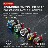 Interrupteur à bouton-poussoir métallique 22 mm, étanche IP67, 20A, courant élevé, LED lumineuse, à enclenchement momentané, avec connecteur personnalisable
