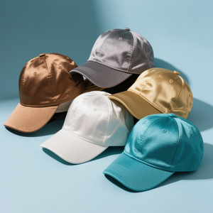 Topi bisbol Satin polos berkilau pria wanita, topi bisbol PAS dapat disesuaikan banyak warna luar ruangan - Product Image 1