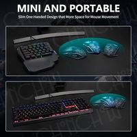 Teclado para Juegos de Una Mano OEM ODM, 35 Teclas, LED de Arcoíris, USB con Cable, Ergonómico, con Reposamuñecas, Mini Portátil, Compatible con PS4, PS5, Xbox, PC, Laptop