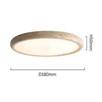Luminaire LED moderne de salon de forme ronde en pierre de travertin naturel beige, anneau fin, surface en travertin, montage mural, personnalisable