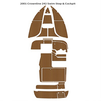 Tapis de sol en mousse EVA imitation teck pour plateforme de bain et cockpit de bateau Crownline 242 de 2001, style SeadDek MarineMat Gatorstep, auto-adhésif