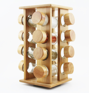 Free-standing Kitchen Cabinet Organizer Bamboo Spice Rack with Glass Jars - Product Image 6