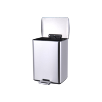 Poubelle rectangulaire en acier inoxydable Poubelle en métal Poubelle à pédale avec seau intérieur noir WBS060