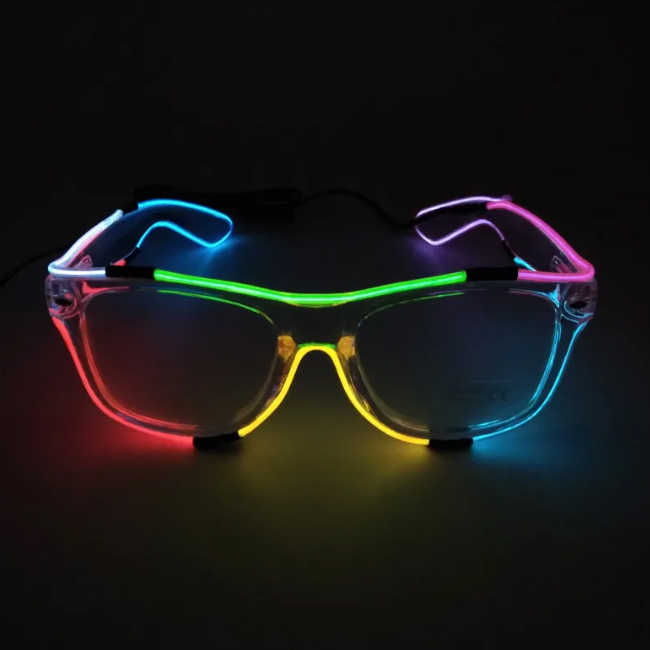 EL Funny LED Rave Party Glasses Multi-Color Night Glow Neon Light Plastic Halloween and Easter Promotion Gift Costume
