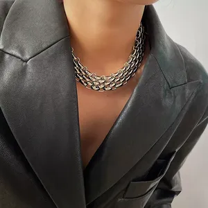 قلادة عنق معدنية سميكة للنساء لون ذهبي فضي إكسسوارات ياقة مكتنزة على الرقبة مجوهرات أنيقة - Product Image 2