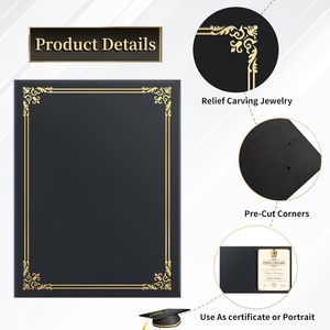 Giấy chứng nhận màu đen bao gồm & bằng tốt nghiệp chủ sở hữu với lá vàng biên giới phong cách sang trọng cho kích thước thư 8.5x11 inch giải thưởng - Product Image 3