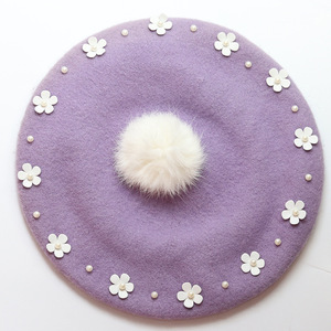 Borete Boina avec broderie personnalisée pour femmes, béret violet <span class=keywords><strong>petit</strong></span> diable mignon et ludique - Product Image 4