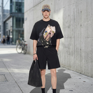 T-shirt ample à épaules tombantes imprimé graffiti, nouvelle collection été 2026, style streetwear américain - Product Image 1