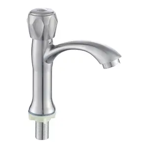 Source factory single cold SUS 304 single handle bathroom basin faucet one hole deck mount brushed nickel tap