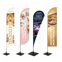 Drapeau de plage personnalisé en polyester, bannière publicitaire extérieure imprimée numériquement, drapeau d'affichage pour événements et promotion en magasin