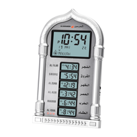 Nouveau Style Horloge Murale Musulmane AL-HARAMEEN Numérique de Bureau avec Affichage LCD, Heure Mondiale des Villes et Azan Islamique pour Mosquée, Prières et Ramadan