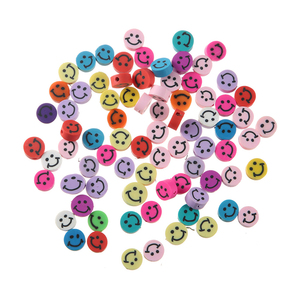 En Stock cuentas <span class=keywords><strong>de</strong></span> polímero 10mm 100PCs lindo colorido redondo <span class=keywords><strong>Fimo</strong></span> sonrisa arcilla cuentas - Product Image 2