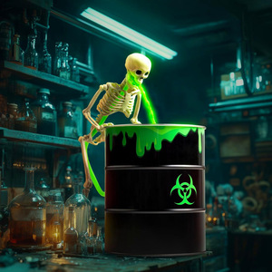 Halloween Skeleton Decoration With Green Glow <b>Bucket</b> Indoor <b>Plastic</b> Vomit Effect Round Shape For Halloween Party - Product Image 1