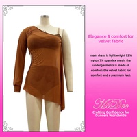 Robe de danse lyrique asymétrique moderne MiDee pour femmes adultes, jupe longue fendue à une manche, coupe asymétrique, avec soutien-gorge et culotte en velours inclus