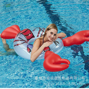 Inflatable <b>Crab</b> Shaped Swimming Ring 120Cm Transparent Printing Unisex PVC Float For Pool Fun - Product Image 4