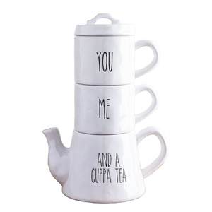 Service à thé en céramique blanche, accessoires modernes de ferme, vente en gros - Product Image 1