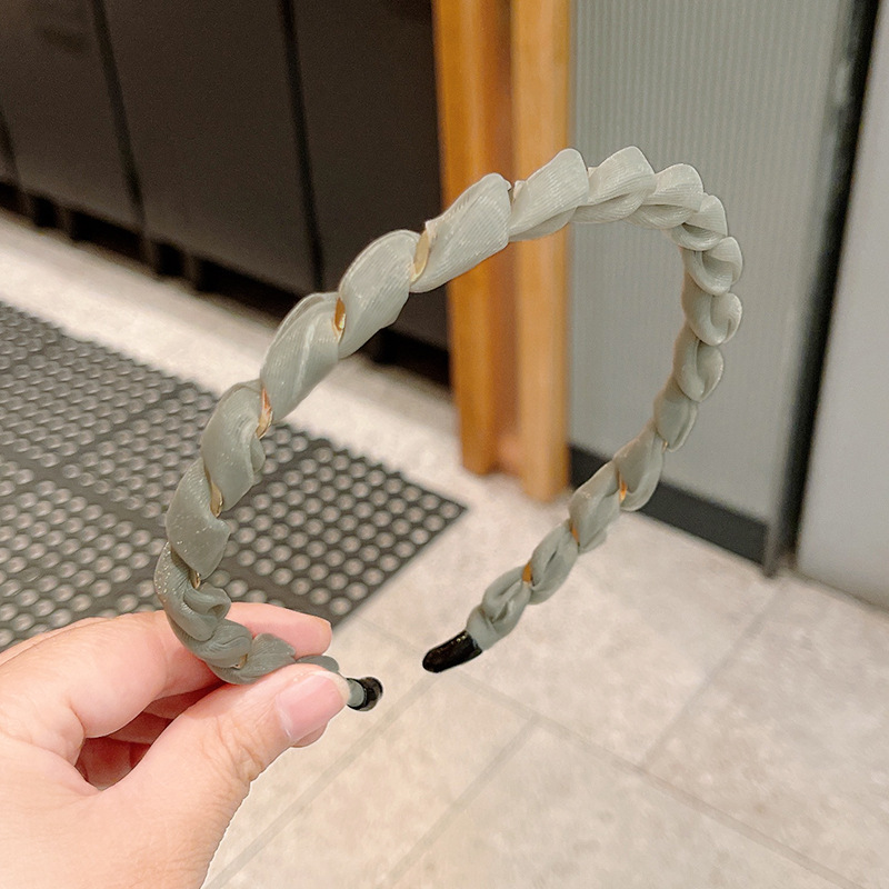 Fascia per capelli con garza verde grigio