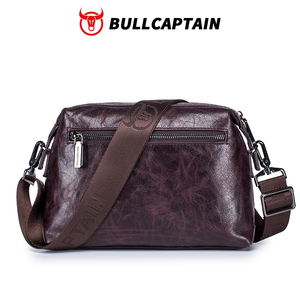 Bolsos de mensajero BULLCAPTAIN para hombre, bolso cruzado informal de cuero para hombre, bolso de hombro de negocios marrón y negro, bolso de mano masculino de piel de vaca - Product Image 6