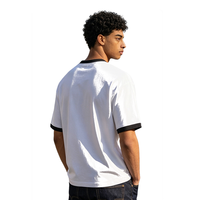 T-shirt en coton pour hommes, col en V, manches courtes, style streetwear, color block, haute qualité, vente en gros
